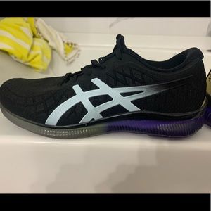 ASICS women’s shoe, black with purple blue accents